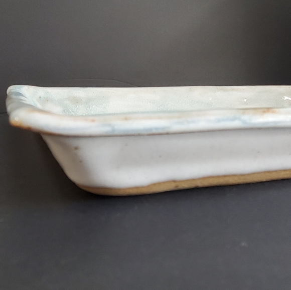 Signed Studio Art Pottery Rectangular Tray Cobalt Blue White Wash Coastal Decor - Picture 5 of 9